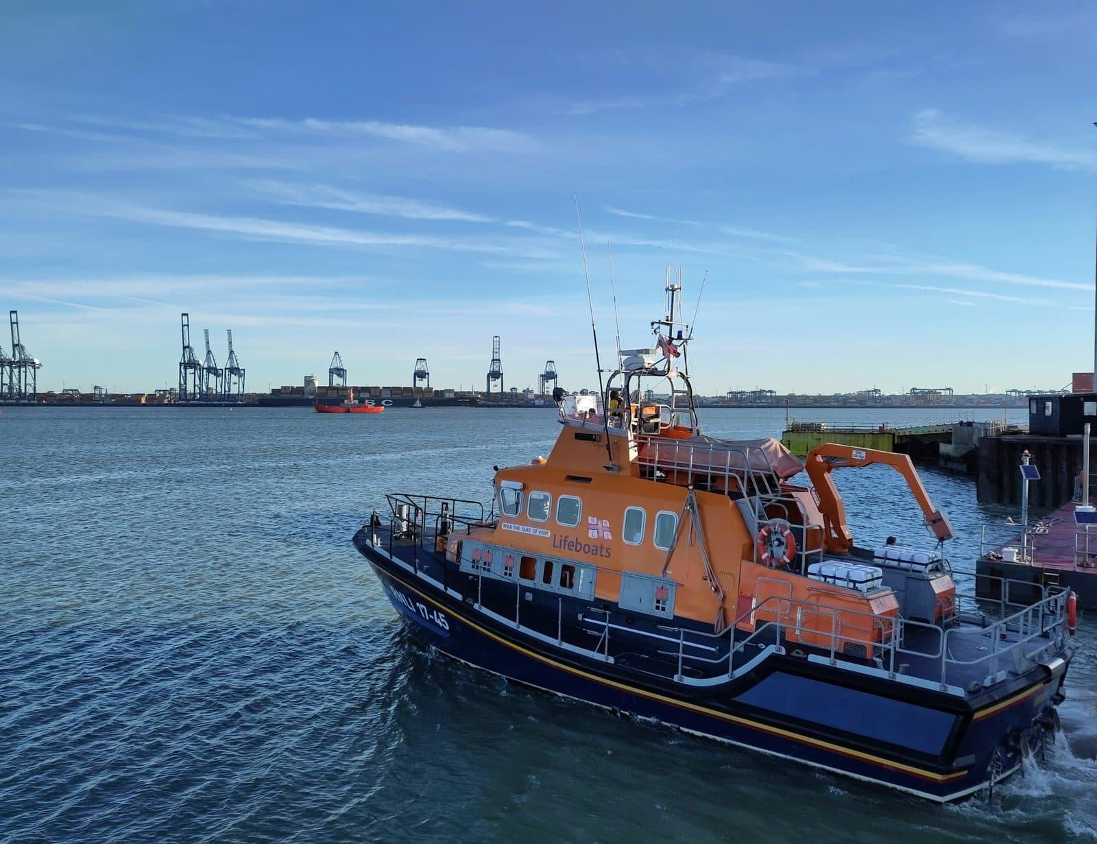 The Harwich lifeboat leaving the harbour