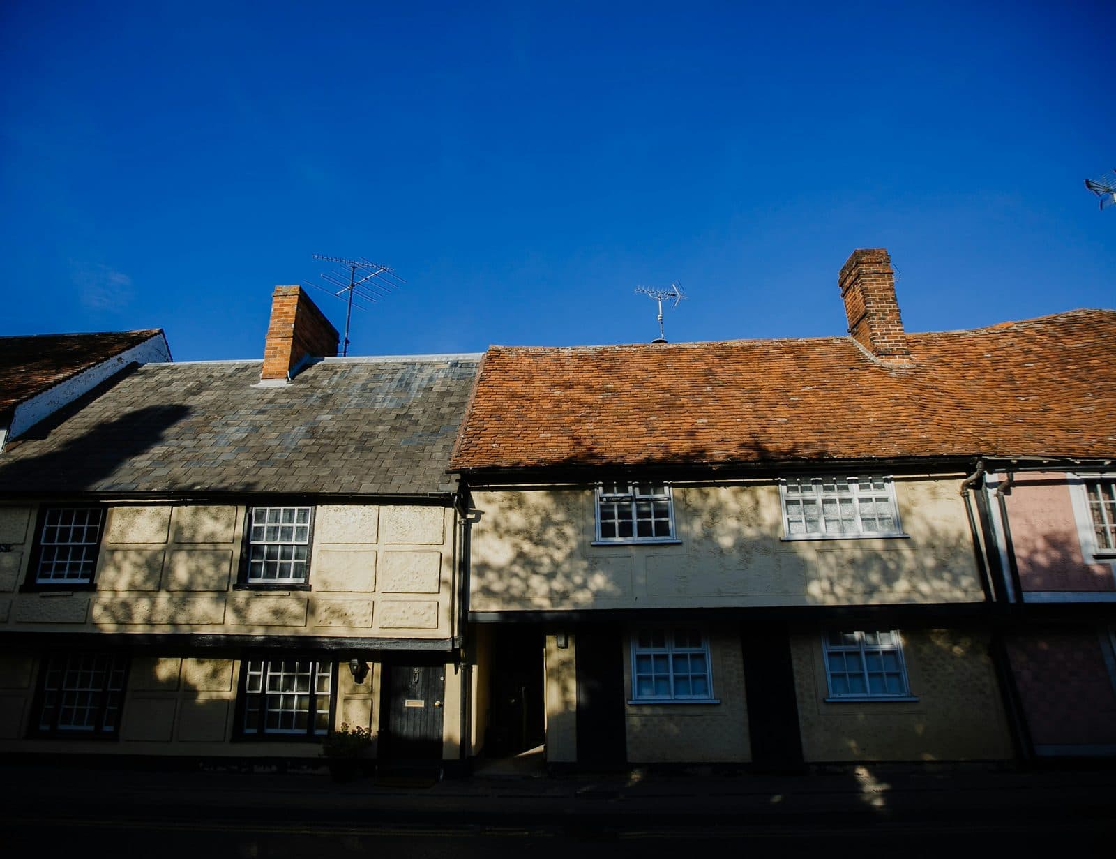 Timber framed houses on a street in Saffron Walden