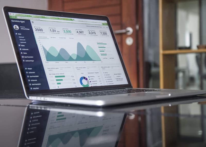 Analytics dashboard on a tablet